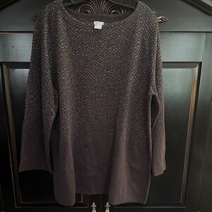 Chico's Charcoal and Silver Glittery Knit Top